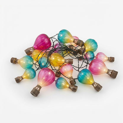 Solar Hot Air Balloon Garden Lights 10 Cool White LED String Lights
