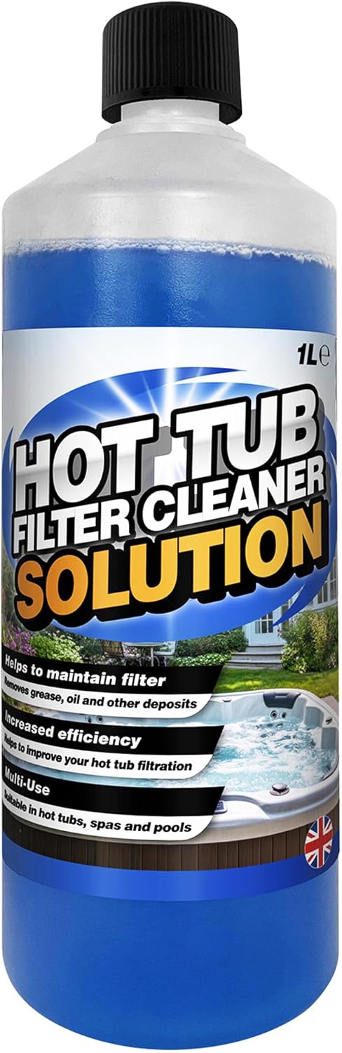 1L Hot Tub Filter Cleaning Solution Removes Grease & Oil Ideal For Spas & Pools