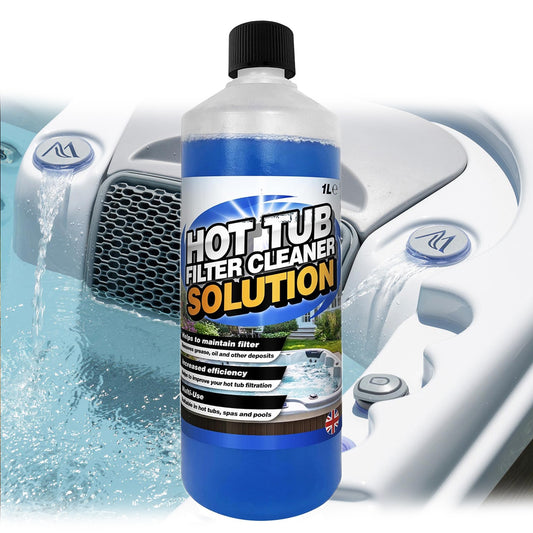1L Hot Tub Filter Cleaning Solution Removes Grease & Oil Ideal For Spas & Pools