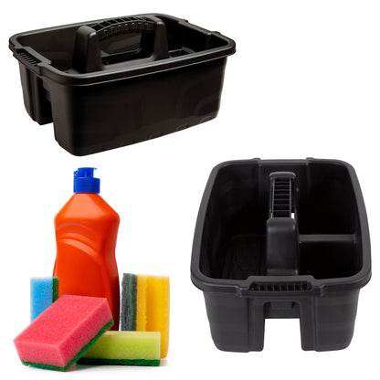 Plastic Kitchen Caddy Black Storage Organiser For Utensils Sponges Clothes & Sprays