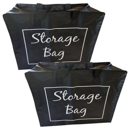 Black Woven Zip Jumbo Size Heavy Duty Portable Laundry, Storage & Shopping Bags