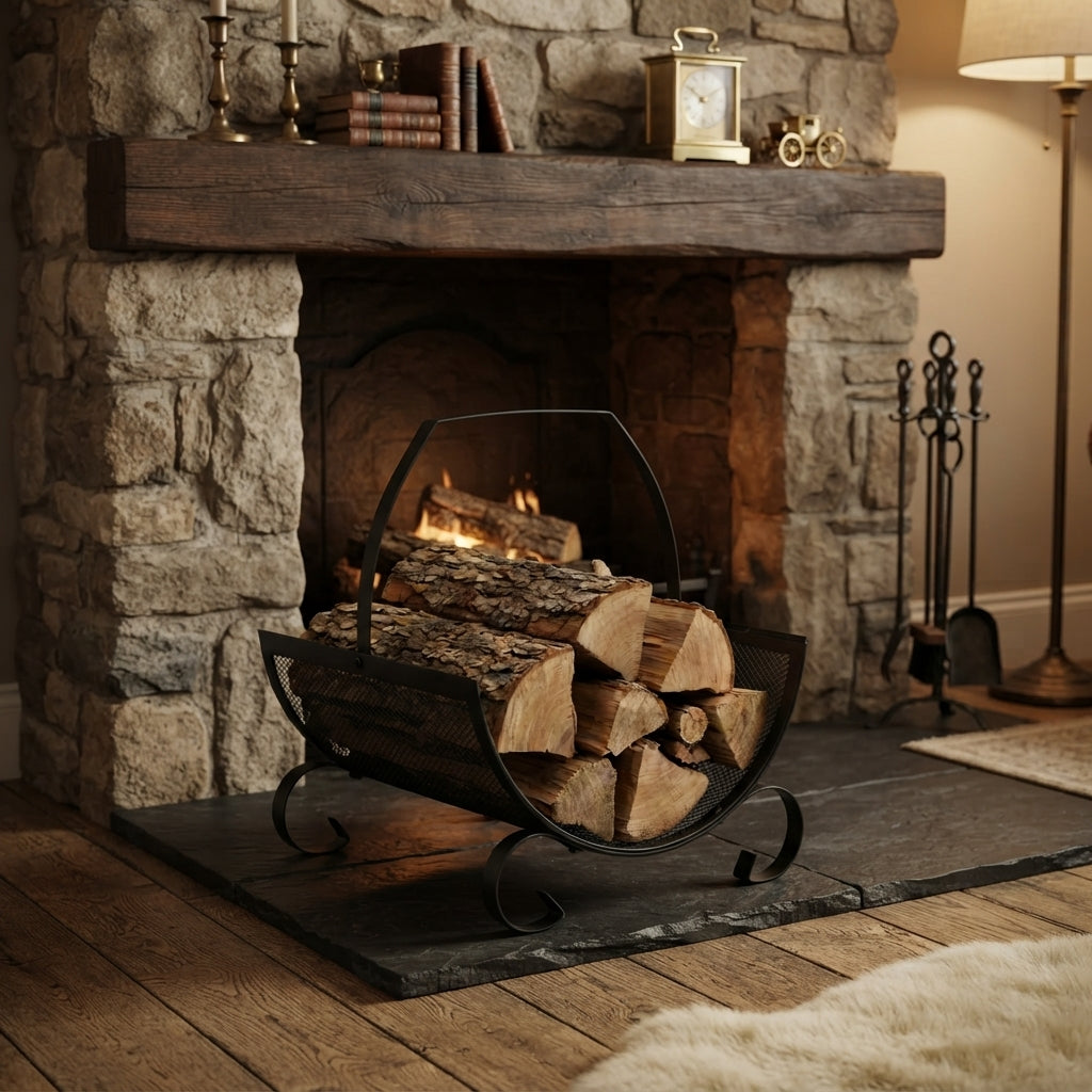 Heavy Duty Steel Log Holder Indoor Outdoor Firewood Storage Rack