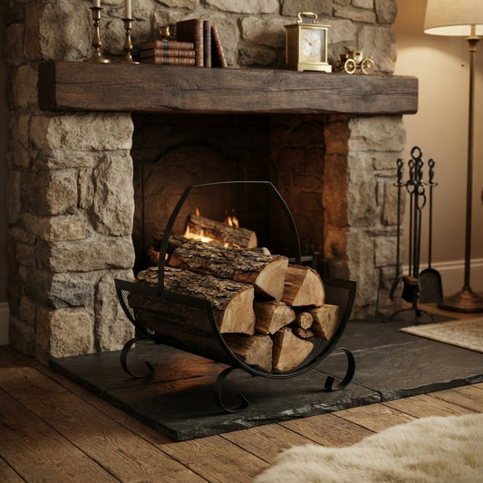 Heavy Duty Steel Log Holder Indoor Outdoor Firewood Storage Rack