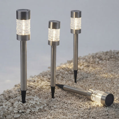 3 Pack Martello Solar Stake Lights, 57cm Stainless Steel LED Garden Lights