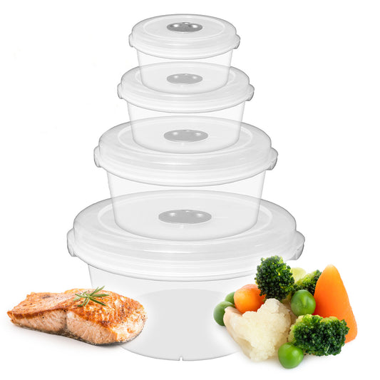 Pack Of 4 Clear Plastic Microwave Food Storage Containers Complete With Lids