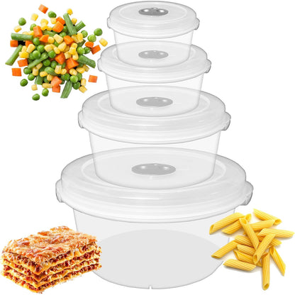 Pack Of 4 Clear Plastic Microwave Food Storage Containers Complete With Lids