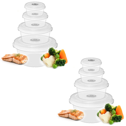 Pack Of 4 Clear Plastic Microwave Food Storage Containers Complete With Lids