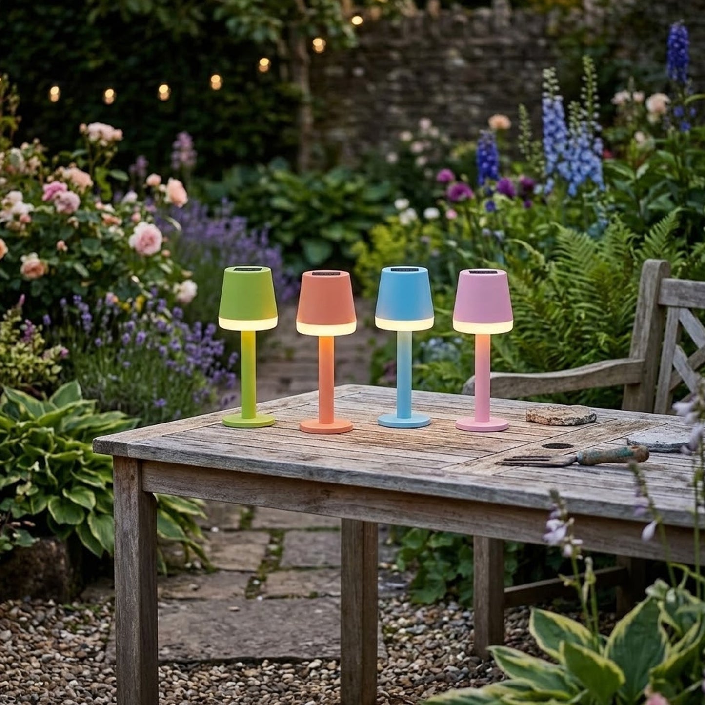 Solar Garden Lights 4 Pack Vibrant Modern Outdoor & Indoor Decorative Lamps