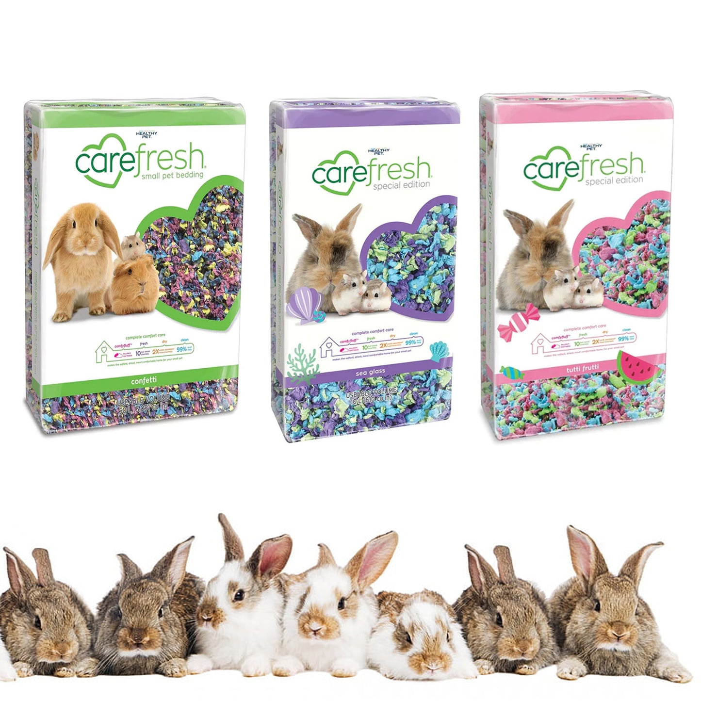 Small 10 Litre Dust Free Odour Control Natural Paper Pet Bedding Confetti, Sea Glass & Tutti Frutti