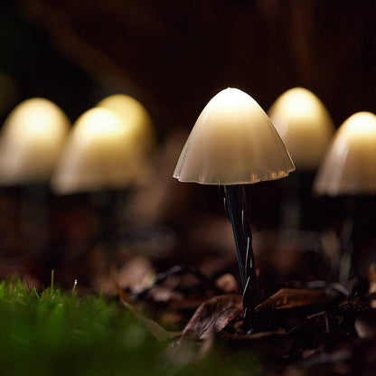 Solar Mushroom Pathway Lights Warm White Pearl Caps 10 LED 2m Lit Length