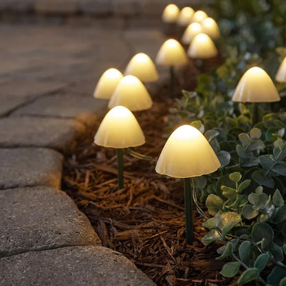 Solar Mushroom Pathway Lights Warm White Pearl Caps 10 LED 2m Lit Length