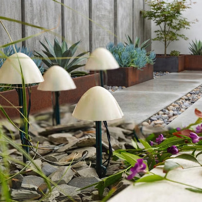 Solar Mushroom Pathway Lights Warm White Pearl Caps 10 LED 2m Lit Length