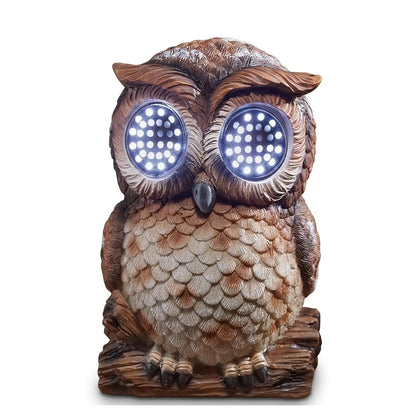 Solar Owl Garden Statue Blinking LED Eyes Wildlife Outdoor Ornament