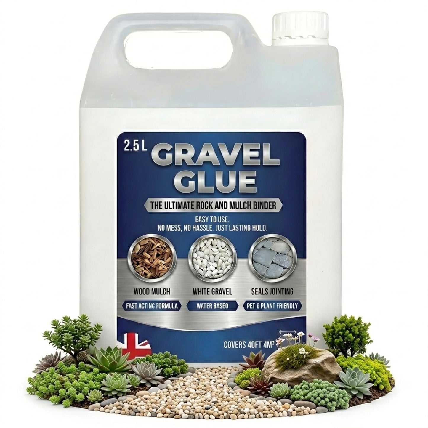 Ready To Use Gravel, Mulch & Rock Binder Fast Acting Water Based Formula Seals & Joins