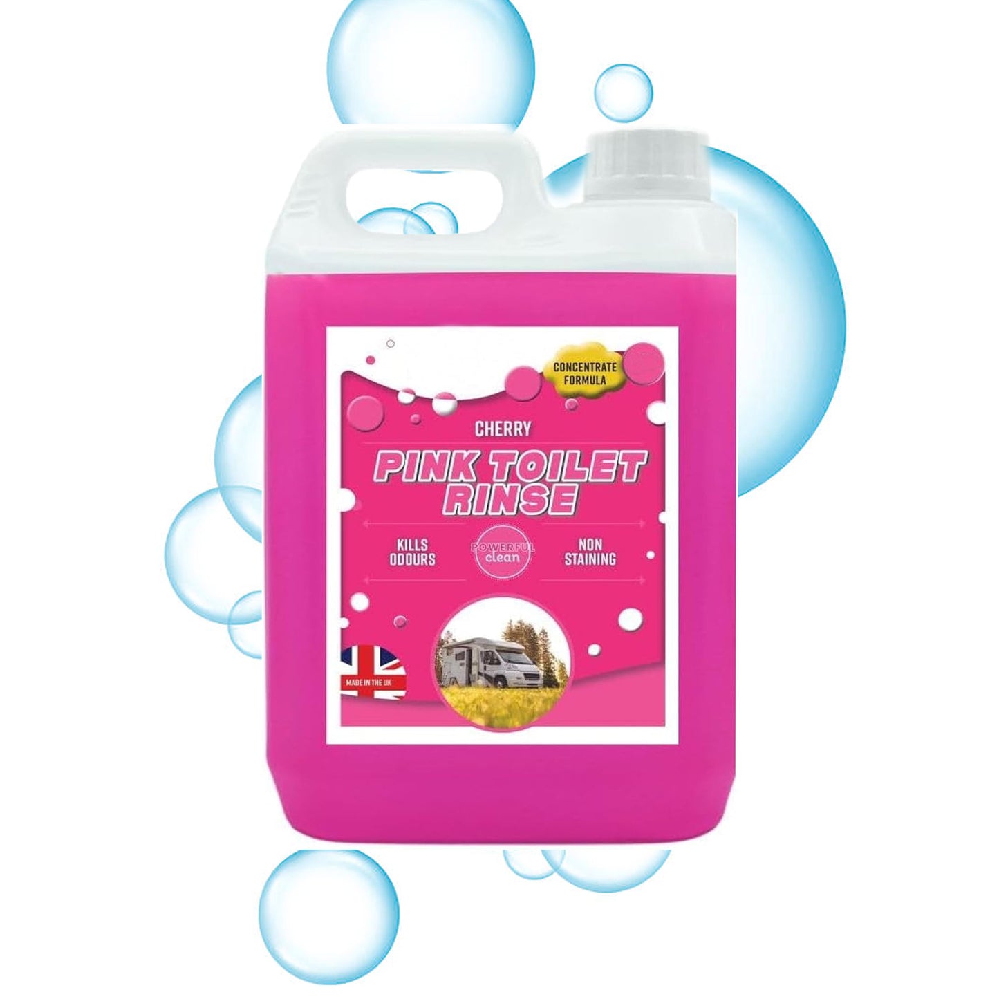 Powerful Pink Disinfectant For Portable Toilets & Motor Homes Concentrated Formula Targets Bad Odours