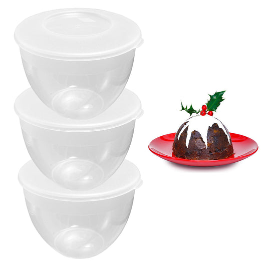 Non-Stick Space Saving Clear Plastic Pudding Bowls With Sealable Clip On Lids
