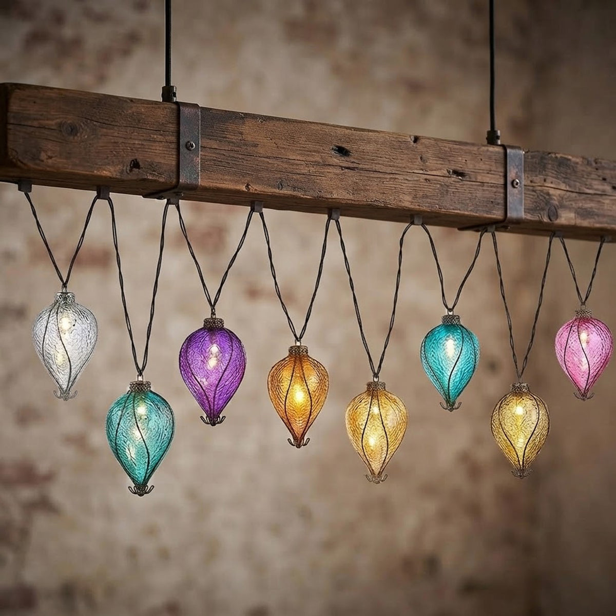 Solar Balloon Rainbow String Lights 10 LED Garden Lights with 4.7m Cable