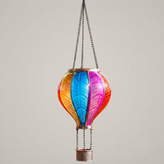 Realistic Rainbow Glass Effect Solar Hot Air Balloon Garden Lanterns