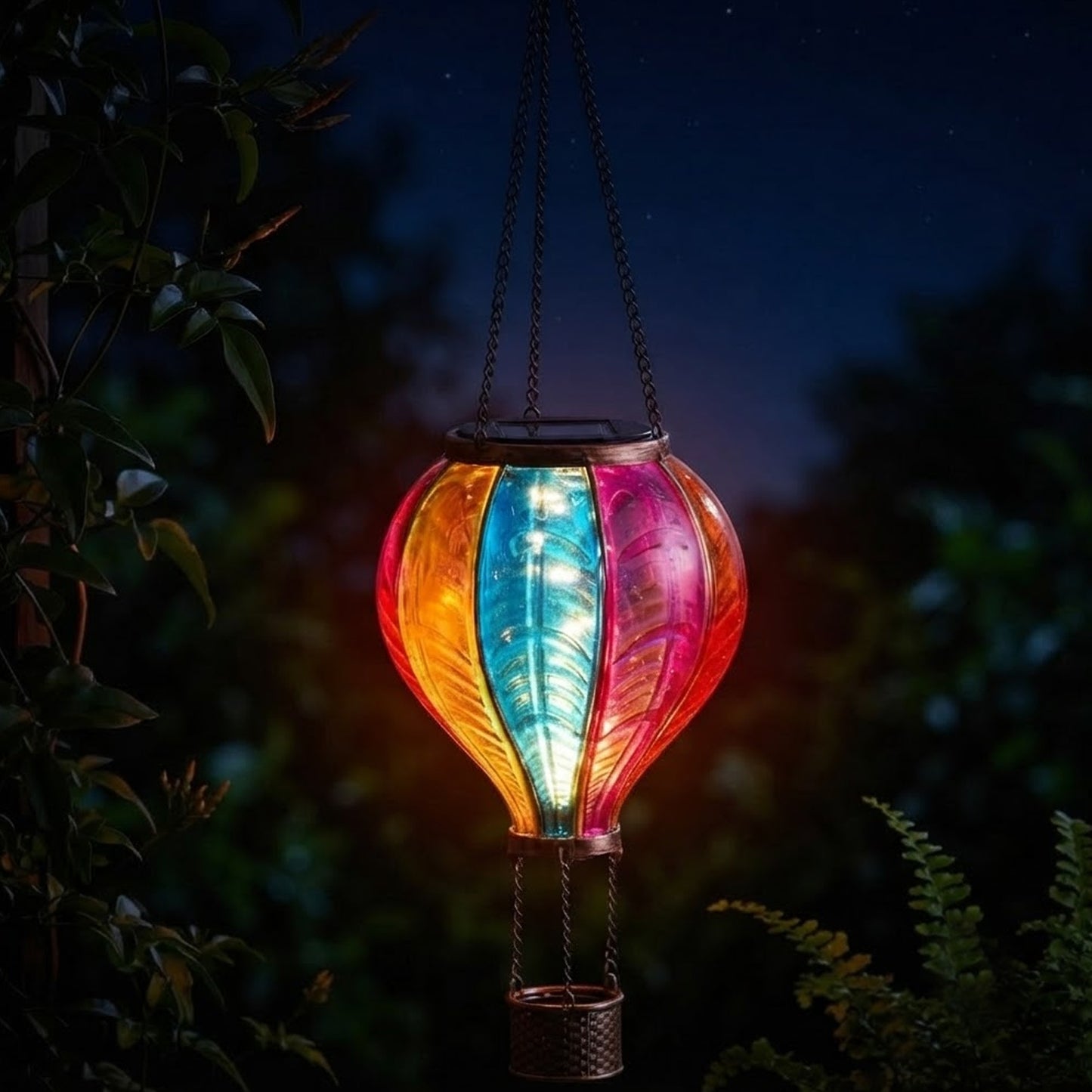 Realistic Rainbow Glass Effect Solar Hot Air Balloon Garden Lanterns