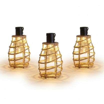 Solar Hanging Lantern Lights 10 Pack Rattan-Style Outdoor String Lights