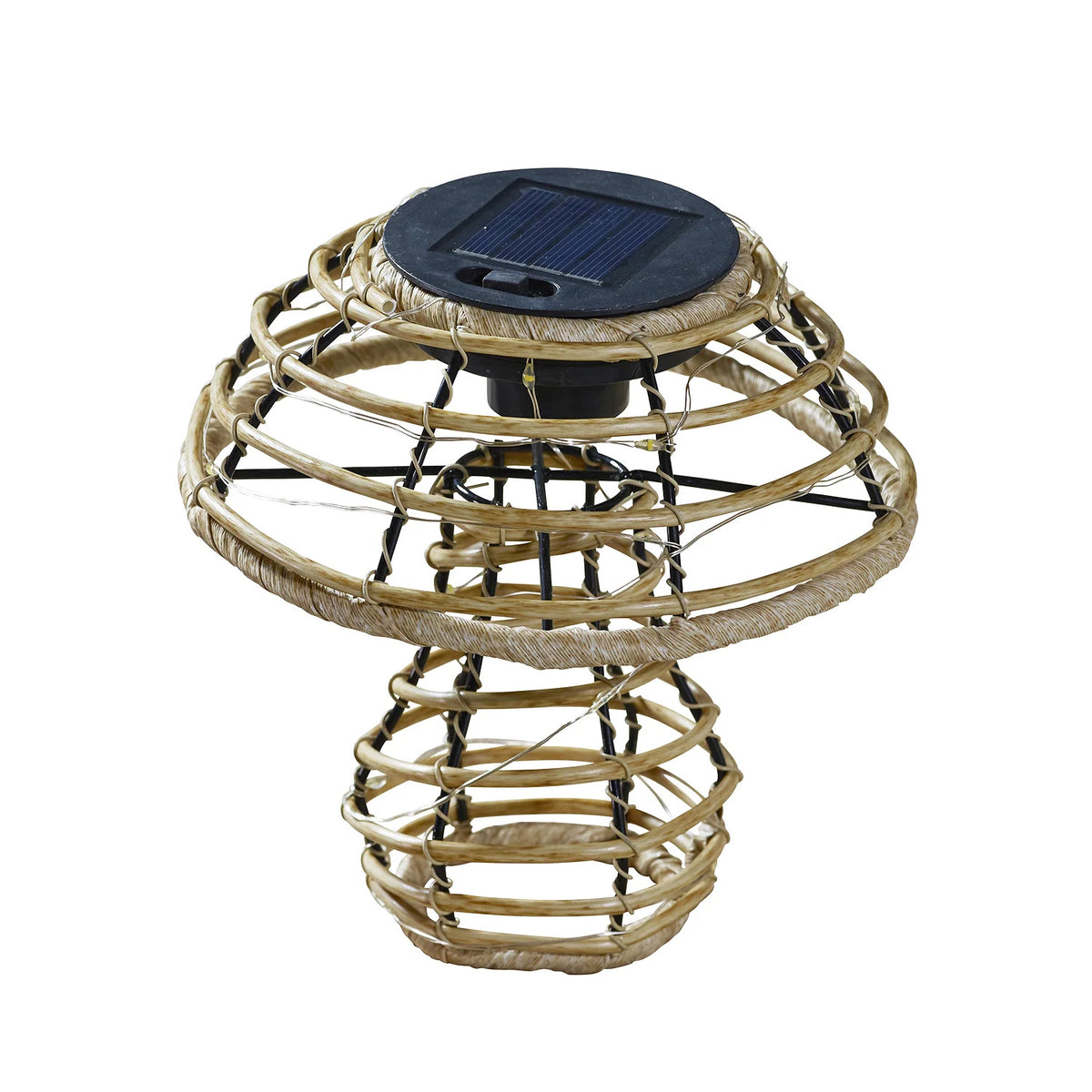 Rattan Solar Mushroom Garden Light Warm White 3000K LED Outdoor Ornament