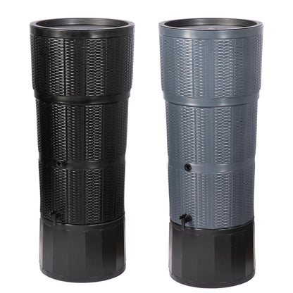 150 Litre Premium Rattan Wicker Effect Water Butt Complete With Stand, Tap, Rain Diverter & Lid