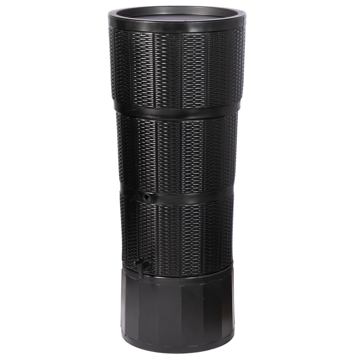 150 Litre Premium Rattan Wicker Effect Water Butt Complete With Stand, Tap, Rain Diverter & Lid