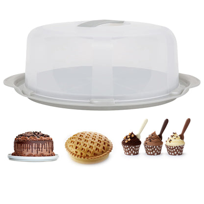 Clear Plastic Round Cake/Pies/Desserts Box Complete With Lid & Carry Handles