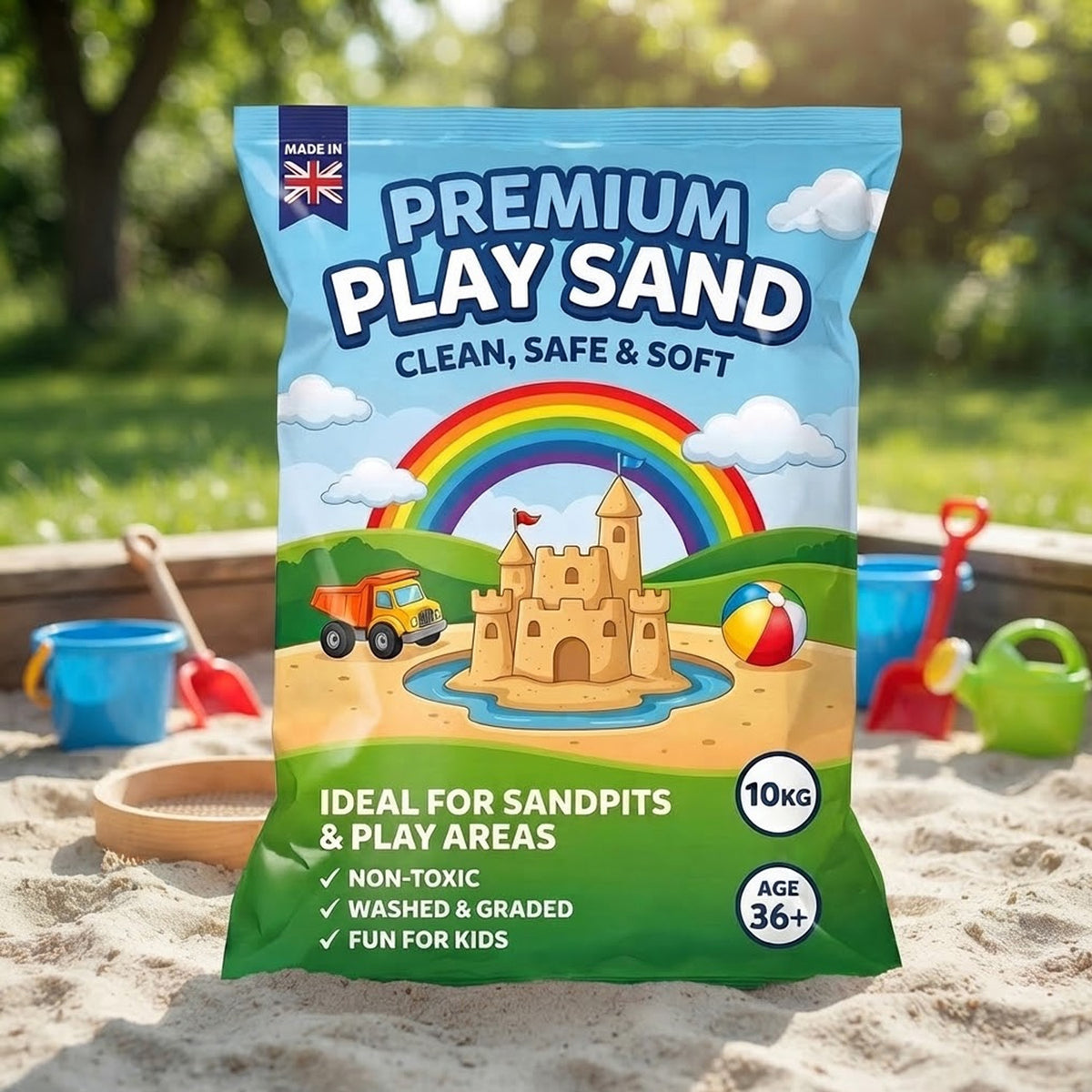 10kg Premium Clean & Washed Fine Grade Play Sand for Homes & Nurseries