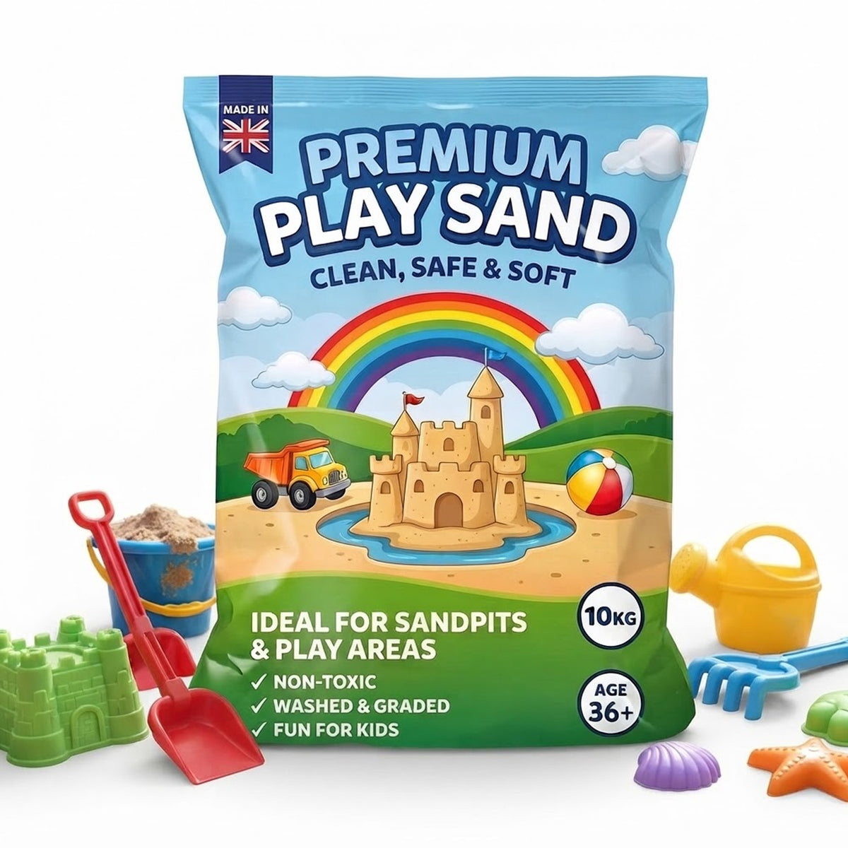 10kg Premium Clean & Washed Fine Grade Play Sand for Homes & Nurseries