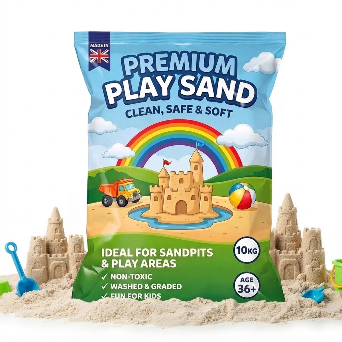 10kg Premium Clean & Washed Fine Grade Play Sand for Homes & Nurseries