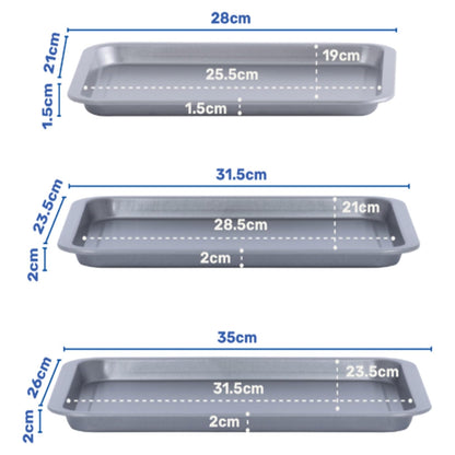 Pack Of 3 Essential Easy To Clean Non-Stick (35cm, 31cm & 28cm) Oven Tray Set