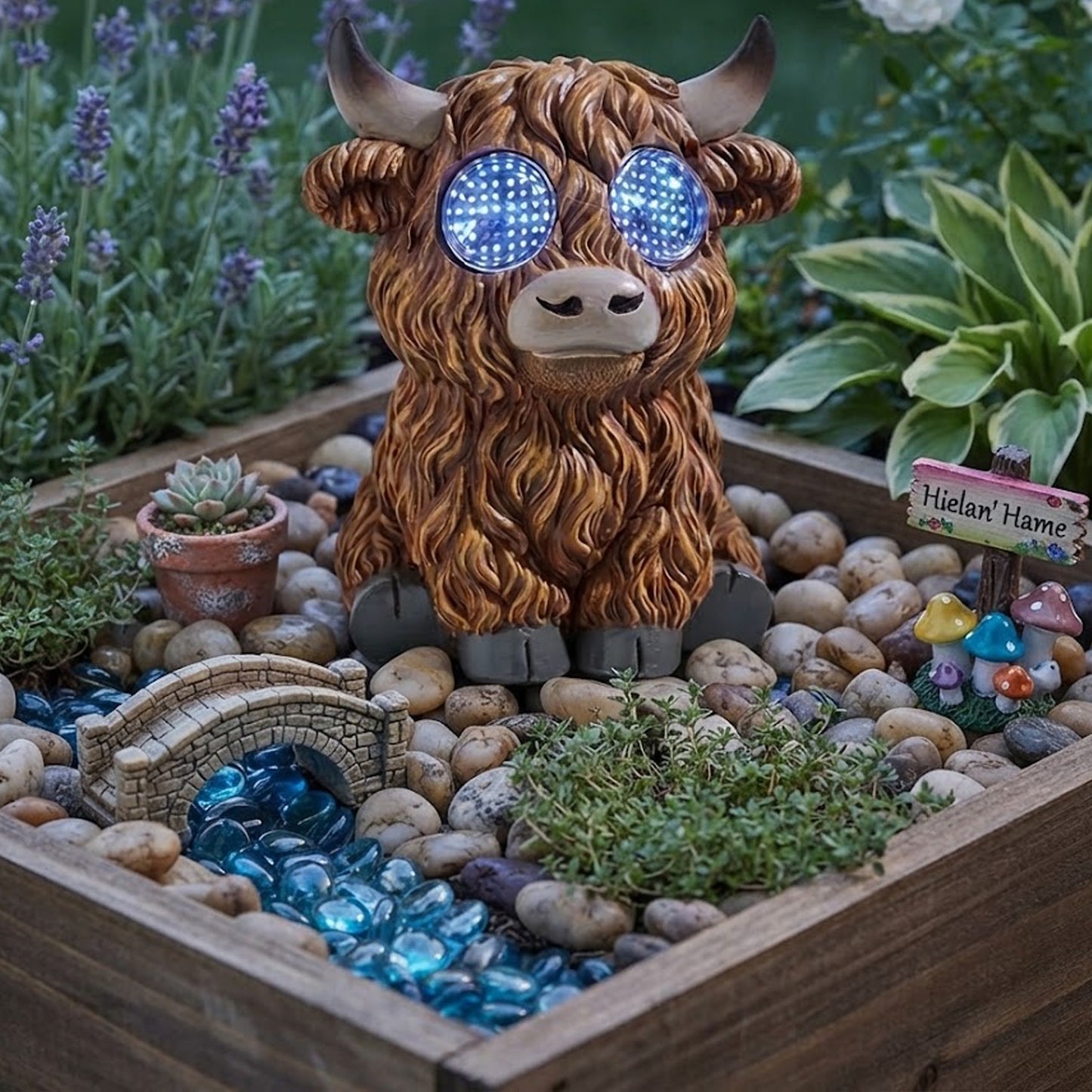 Blinking Solar Highland Cow Garden Ornament Animated LED Outdoor Statue