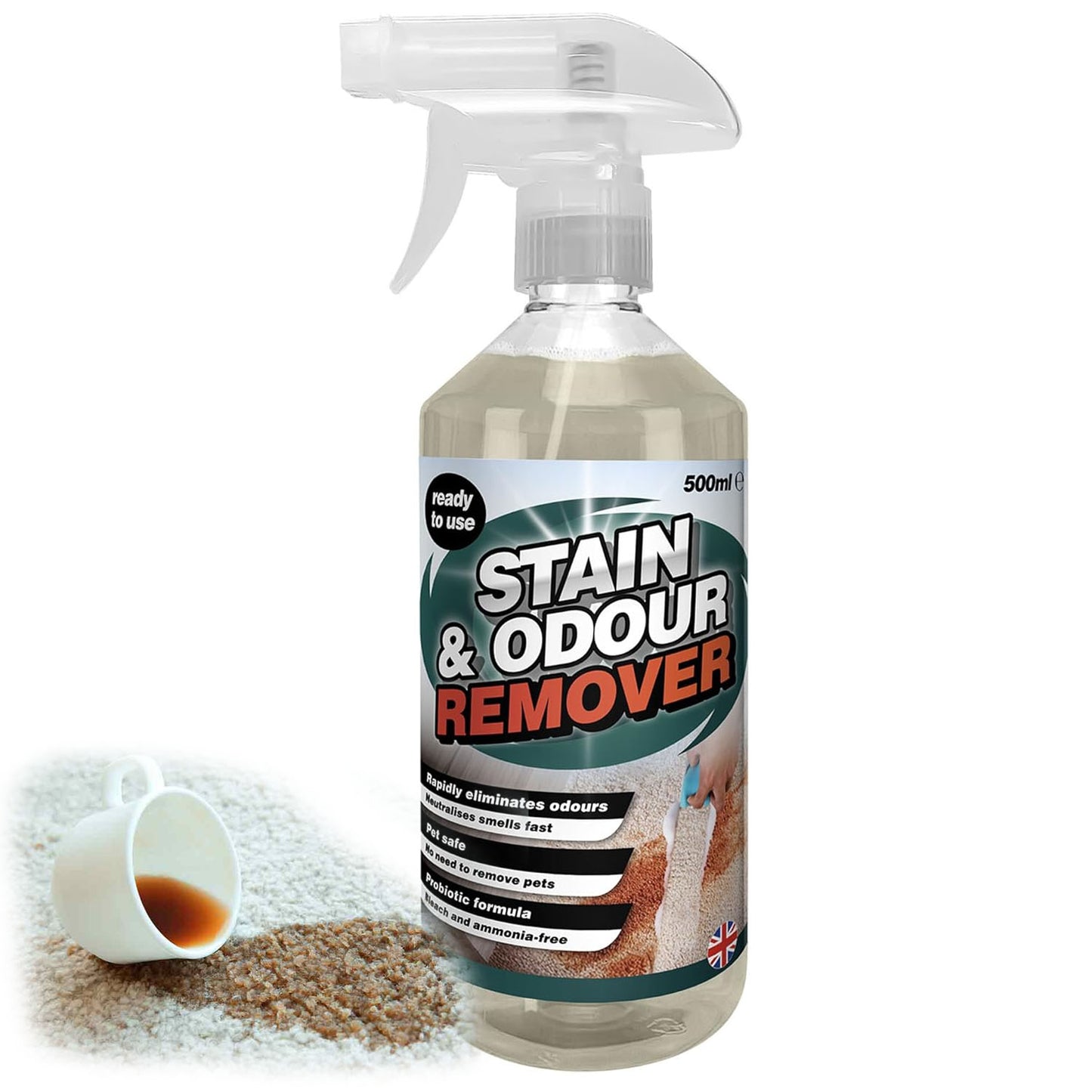 500ml Stain & Odour Remover Rapidly Eliminates Odours Pet Safe Solution