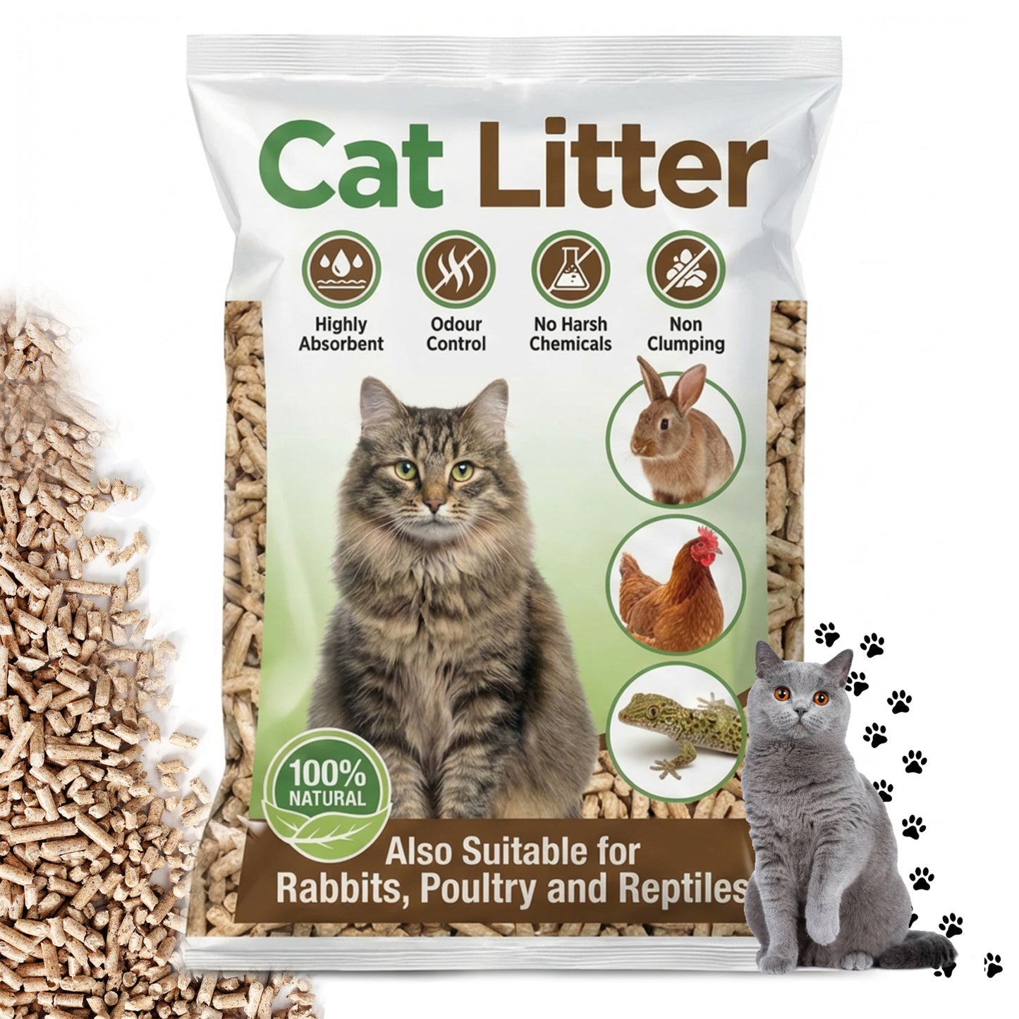 30L Highly Absorbent Cat Litter Odour Controlled Natural Soft Pet Bedding