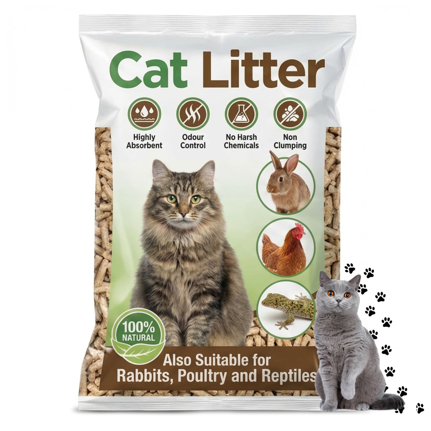 30L Highly Absorbent Cat Litter Odour Controlled Natural Soft Pet Bedding