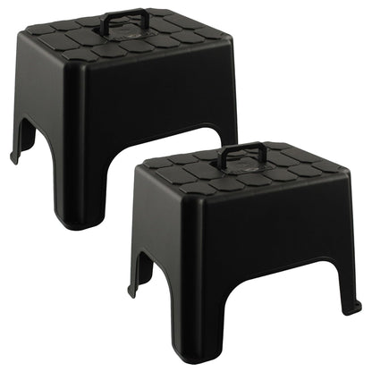 Black Non-Slip Handy Stepping Stool For Home Kitchen & Workplaces With Built In Carry Handle