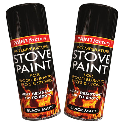 Heat Resistant 400ml Matt Black Spray Paint For Wood Burners, BBQ & Stoves