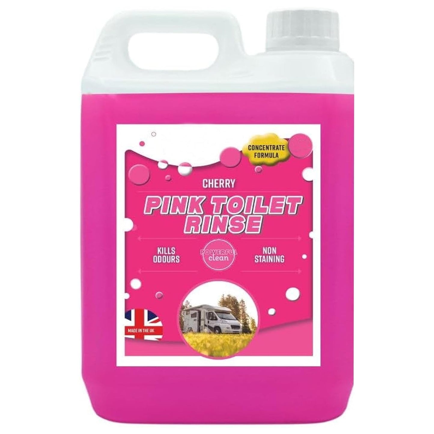 Powerful Pink Disinfectant For Portable Toilets & Motor Homes Concentrated Formula Targets Bad Odours