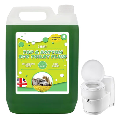 Powerful 5 Litre Top & Bottom Toilet Fluid Cleaner Breaks Down Waste Kills Odours