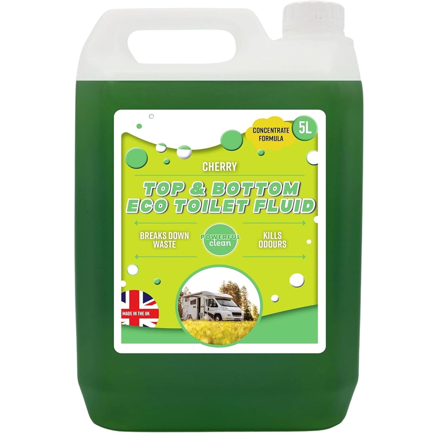 Powerful 5 Litre Top & Bottom Toilet Fluid Cleaner Breaks Down Waste Kills Odours