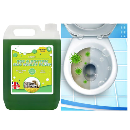 Powerful 5 Litre Top & Bottom Toilet Fluid Cleaner Breaks Down Waste Kills Odours