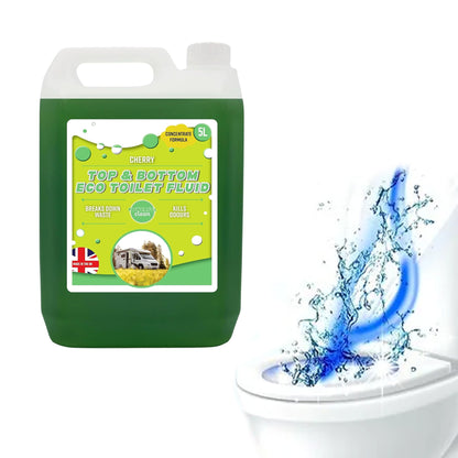 Powerful 5 Litre Top & Bottom Toilet Fluid Cleaner Breaks Down Waste Kills Odours