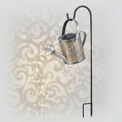 Solar Firefly Watering Can Lantern – Warm White Cascading LED, Weatherproof Garden Stake Light