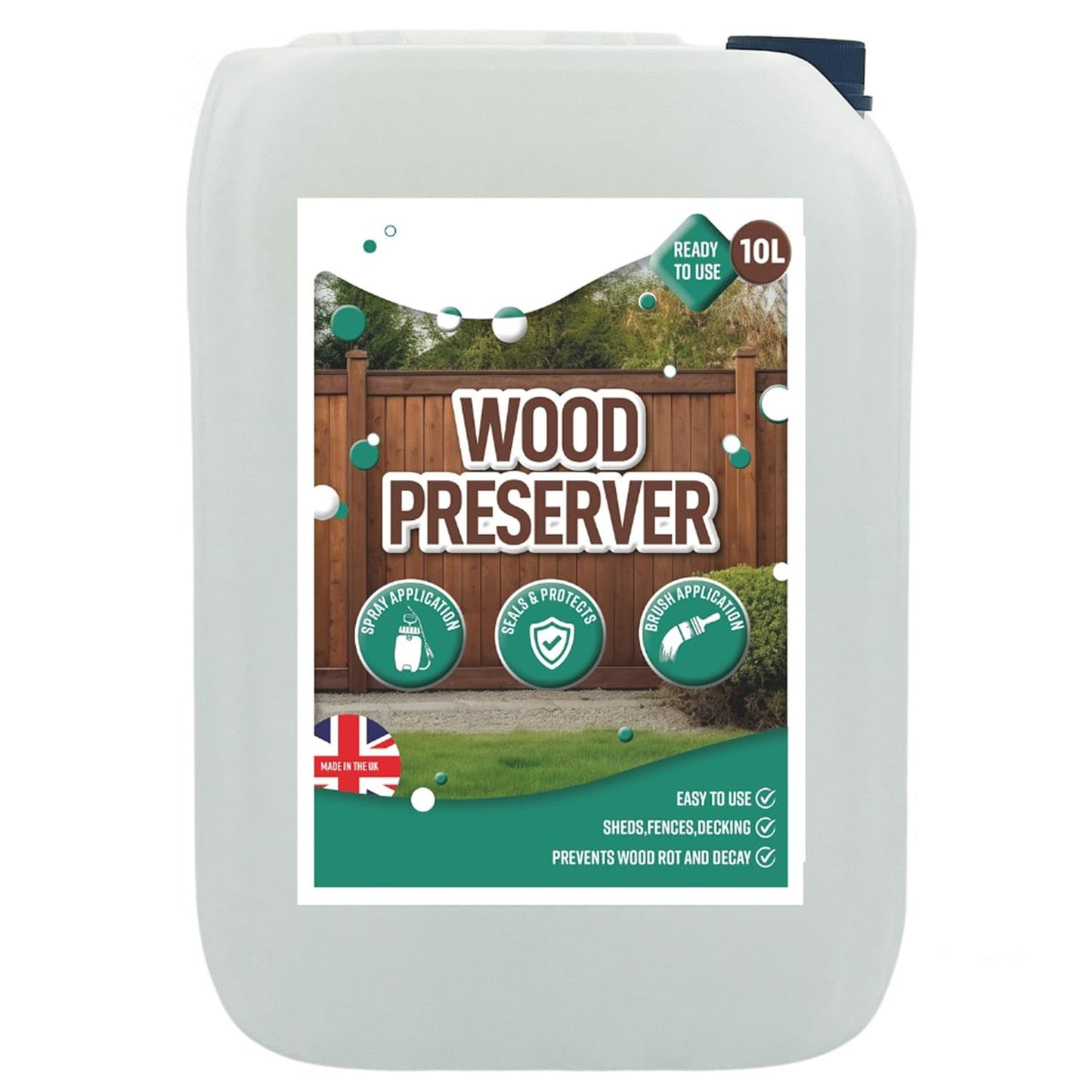 10 Litre Long Lasting Outdoor Wood Preserver & Sealer For Fences, Sheds & Furniture
