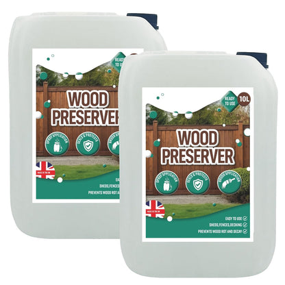 10 Litre Long Lasting Outdoor Wood Preserver & Sealer For Fences, Sheds & Furniture
