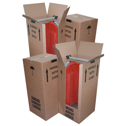 Strong Double Wall Cardboard Wardrobe Boxes With Hanging Rails