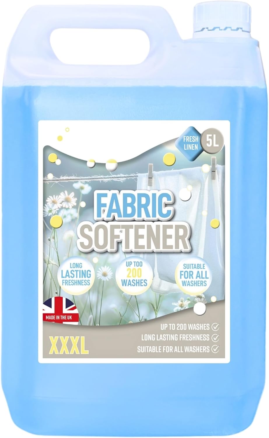 5 Litre Fabric Softener Fresh Linen Long Lasting Scent Suitable For All Washes