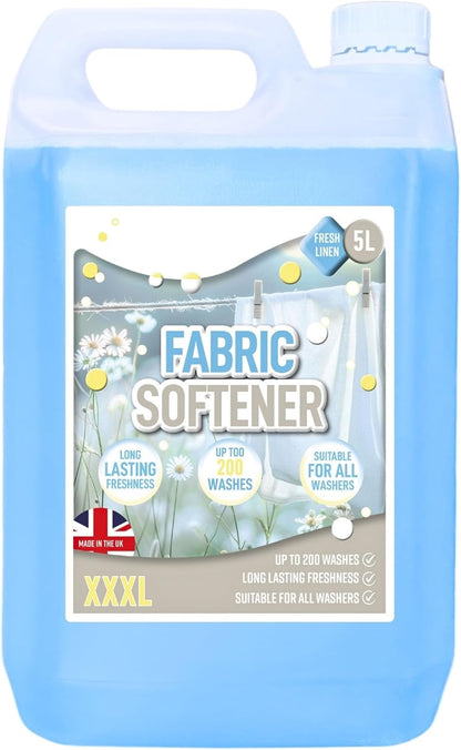 5 Litre Fabric Softener Fresh Linen Long Lasting Scent Suitable For All Washes
