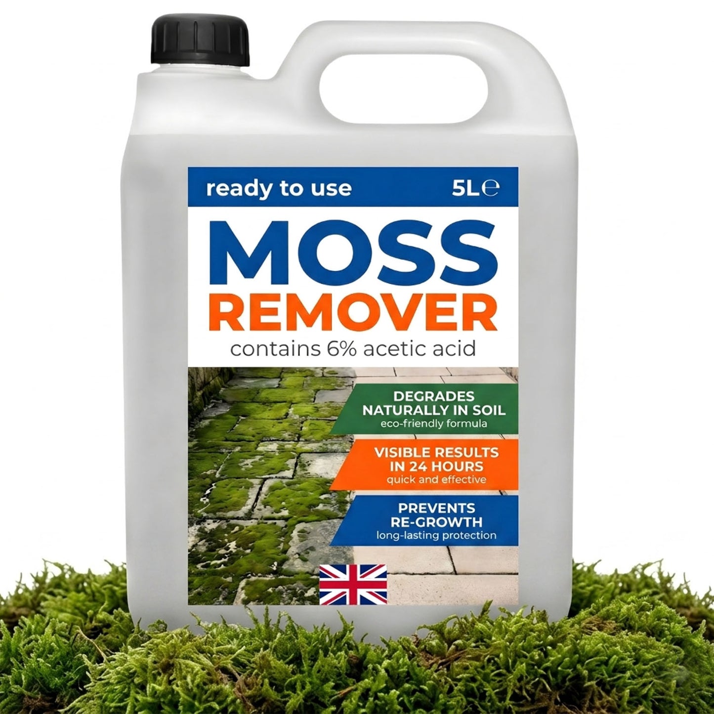 5 Litre Fast Acting Moss Remover Ideal For All Outdoor Hard Surfaces